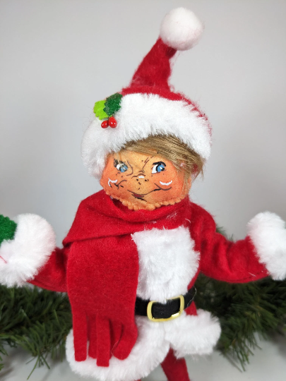 Very Merry Red Elf Hand Made Annalee Christmas Doll