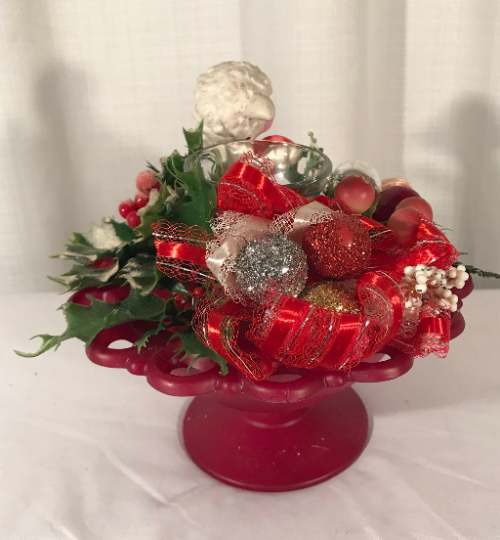 Vintage Lamb Christmas Centerpiece with Candle