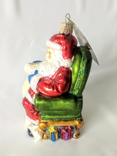 Santa Checking His List Old World Christmas Ornament