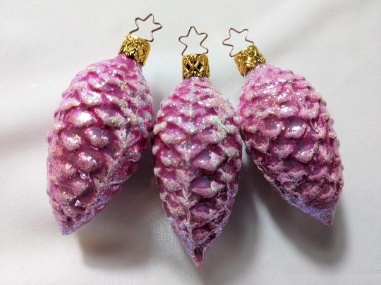 Pink Pinecones Retired Old World Christmas Inge Glas Ornaments