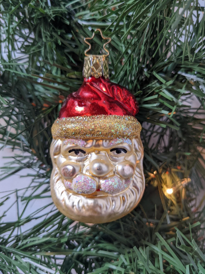 Jovial Santa Head Retired Old World Christmas Inge Glas Ornament ...