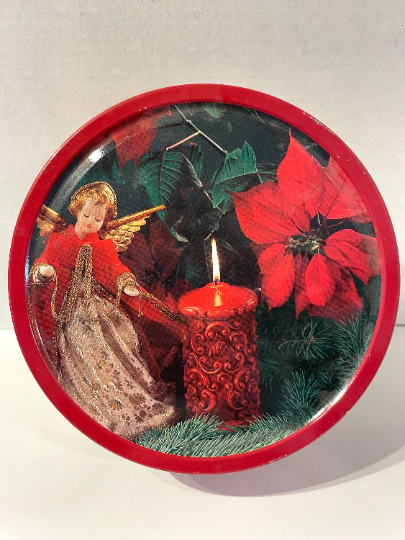 Vintage Christmas Angel Cookie Tin