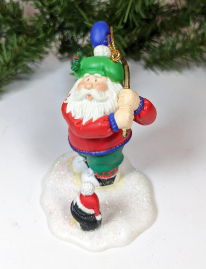 Golfing Santa with Penguin Tee Christmas Ornament
