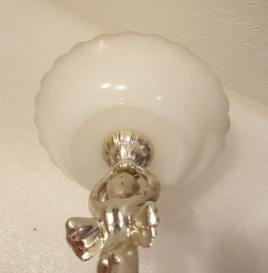 Vintage Milk Glass Cherub Candy Dish