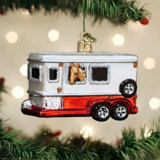 Horse Trailer Old World Christmas Glass Ornament