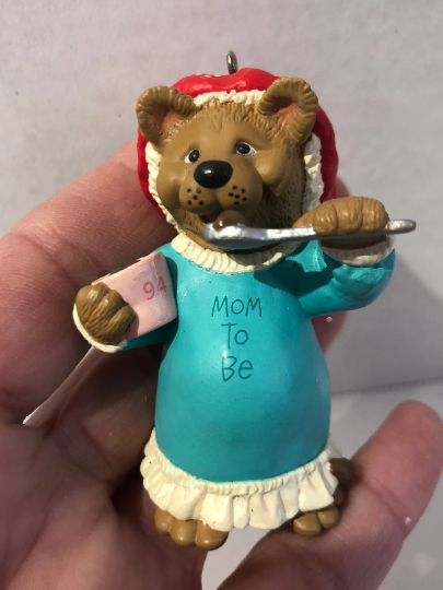 Vintage 1994 Hallmark Mom To Be Mama Bear Christmas Ornament