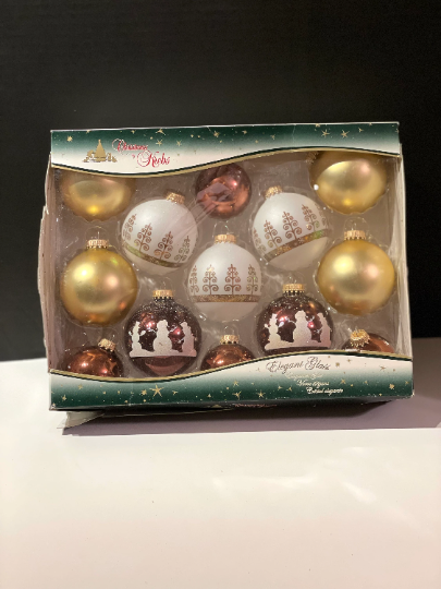 Vintage Krebs Frosted, Gold, and Copper Christmas Ornaments