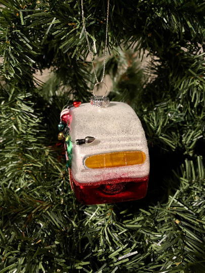 Vintage Camper Glass Christmas Ornament