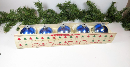 Vintage Blue Ombre Shiny Brite Christmas Ornaments