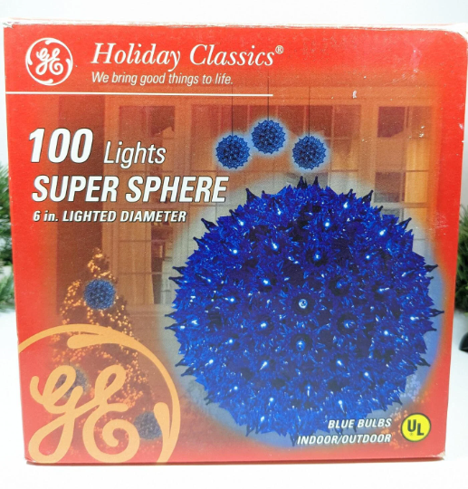 Vintage GE Blue Sphere Christmas Lights