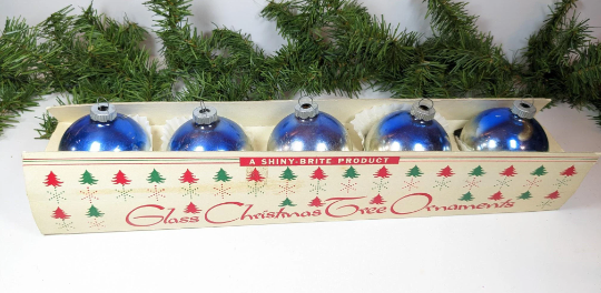 Vintage Blue Ombre Shiny Brite Christmas Ornaments