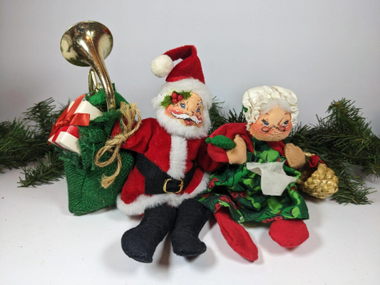 Santa & Mrs. Claus Hand Made Annalee Christmas Dolls