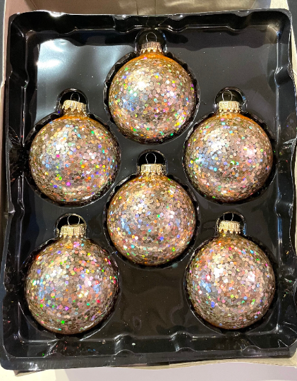 Vintage Krebs Gold Glitter Christmas Ornaments