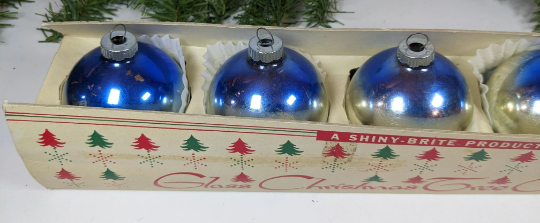 Vintage Blue Ombre Shiny Brite Christmas Ornaments