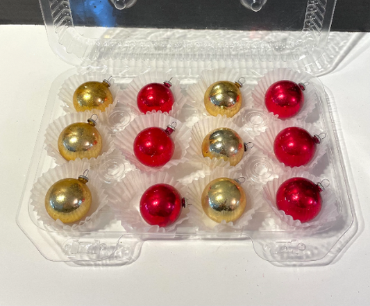 Vintage 1920s Red and Gold Christmas Ornaments
