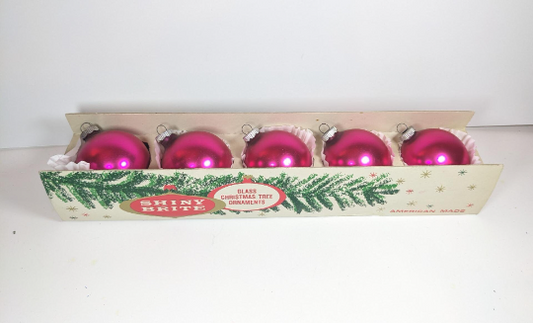 Hot Pink Shiny Brite Christmas Ornaments