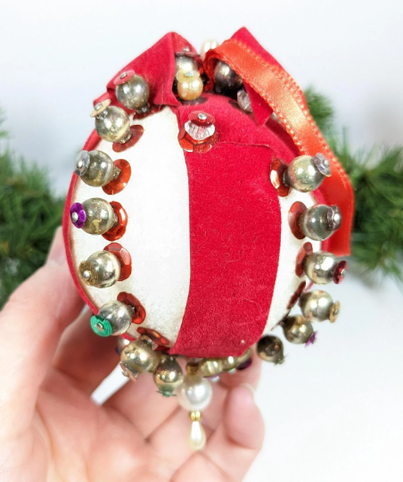 Vintage Beaded Pushpin Christmas Ornament