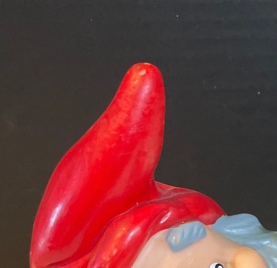 Vintage Hand Painted Plastic Gnome with a Butterfly