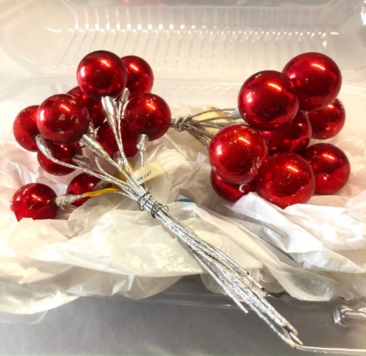 Vintage Red Christmas Ornament Spray Picks