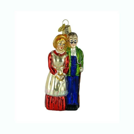 Farm Couple Ornament Old World Christmas Glass Ornament