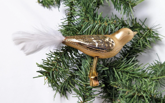 Gold Bird Clip-on Christmas Ornament