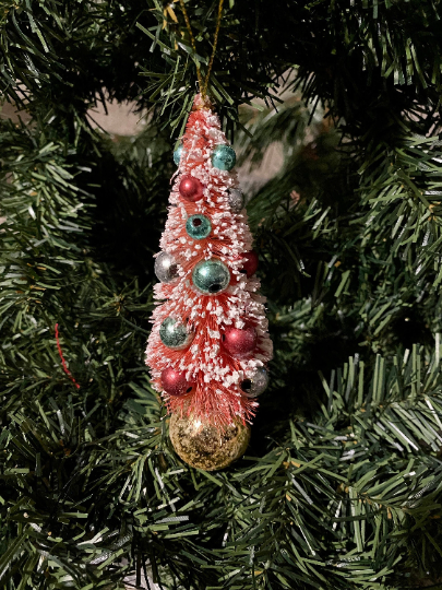 Pink Bottlebrush Christmas Tree Ornament