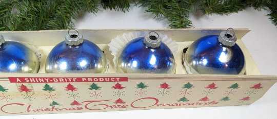 Vintage Blue Ombre Shiny Brite Christmas Ornaments