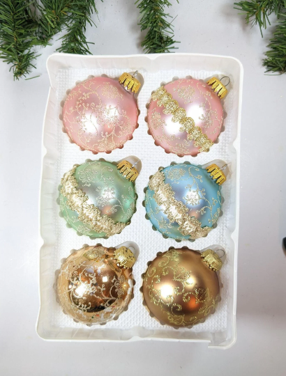 Pastels and Gold Victorian Christmas Ornaments