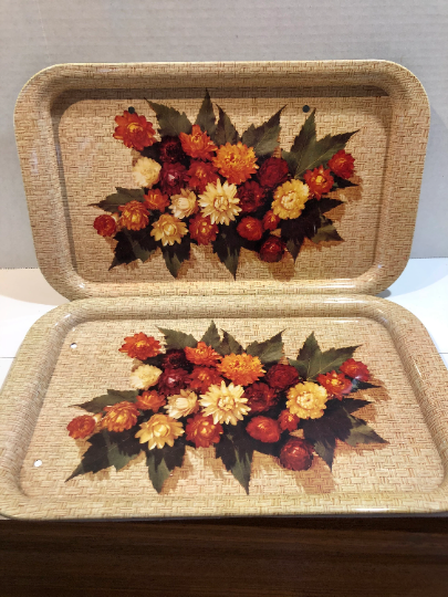 Vintage Metal Basketweave Serving Trays