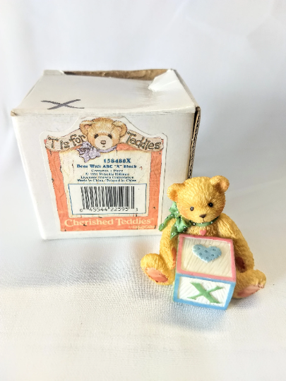 Vintage 1995 Cherished Teddies T is for Teddies Alphabet Bear Figurine