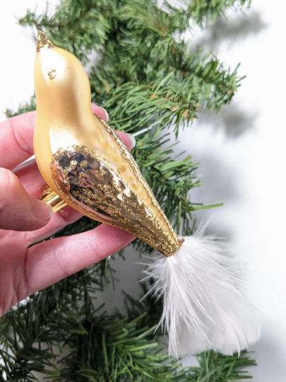 Gold Bird Clip-on Christmas Ornament