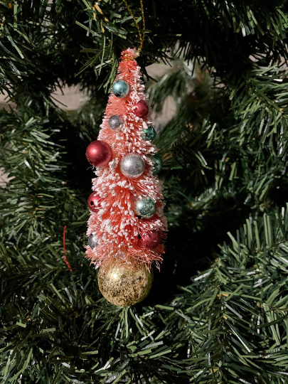 Pink Bottlebrush Christmas Tree Ornament