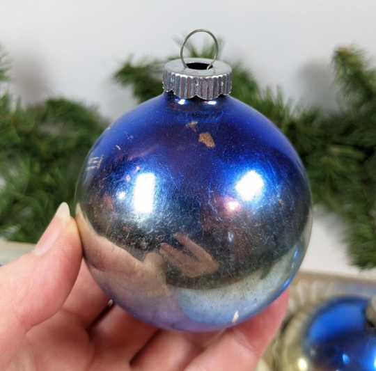 Vintage Blue Ombre Shiny Brite Christmas Ornaments