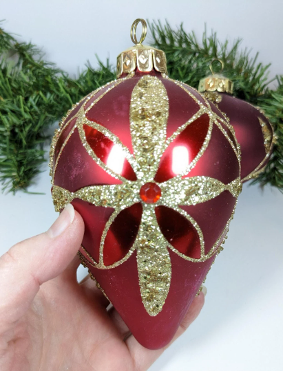 Red Kurt Adler Teardrop Christmas Ornaments
