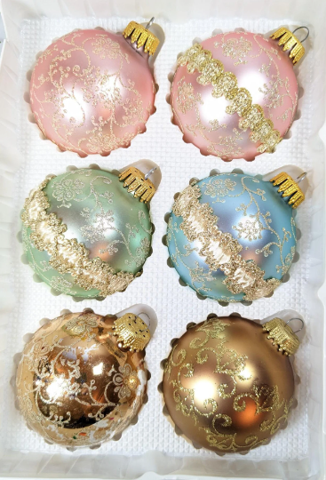 Pastels and Gold Victorian Christmas Ornaments