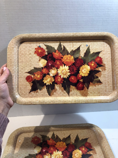 Vintage Metal Basketweave Serving Trays