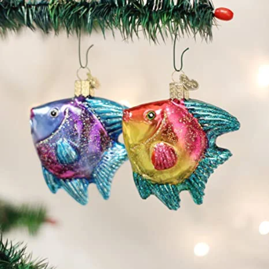 Tropical Fish Old World Christmas Glass Ornament