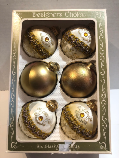 Vintage Krebs Gold Christmas Ornaments