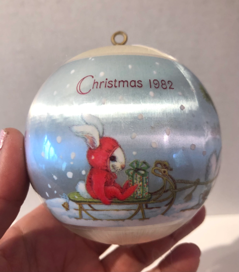 Vintage 1982 Hallmark Grandson Makes Days Bright Satin Christmas Ornament