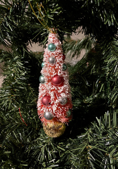 Pink Bottlebrush Christmas Tree Ornament