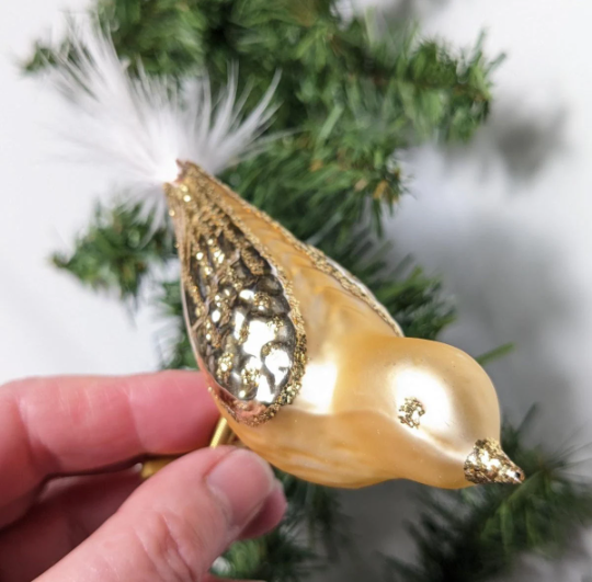 Gold Bird Clip-on Christmas Ornament