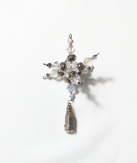 Vintage Snowflake Beaded Christmas Ornament