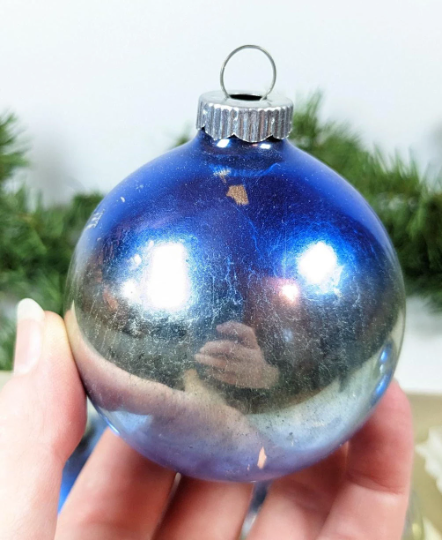 Vintage Blue Ombre Shiny Brite Christmas Ornaments