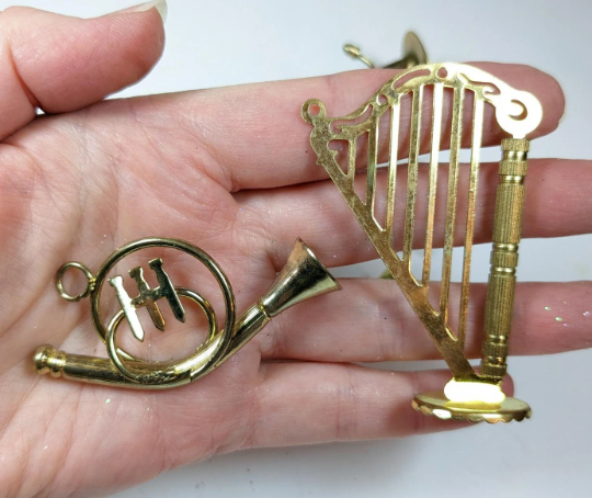 Vintage Metal Musical Instrument Christmas Ornament