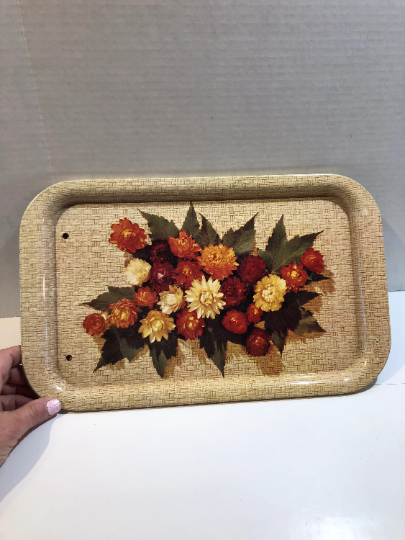 Vintage Metal Basketweave Serving Trays