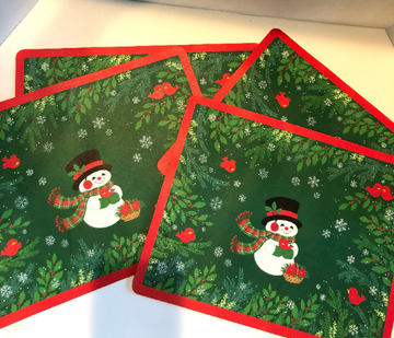 Vintage 1981 Hallmark Paper Snowman Christmas Placemats