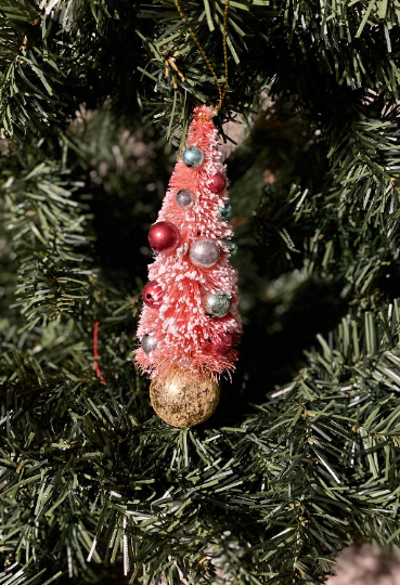 Pink Bottlebrush Christmas Tree Ornament