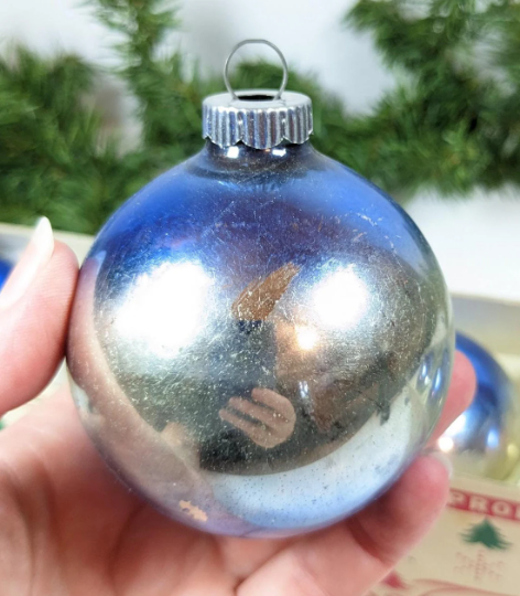 Vintage Blue Ombre Shiny Brite Christmas Ornaments