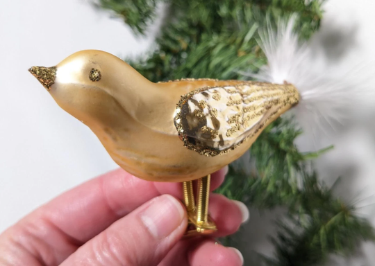 Gold Bird Clip-on Christmas Ornament