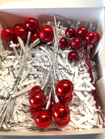 Vintage Red Spray Picks Christmas Ornament